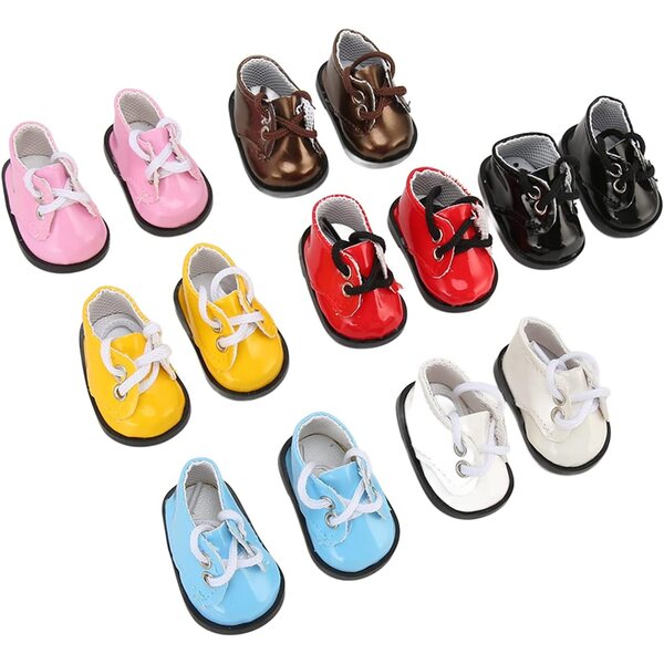 Set 7 paia Scarpe PU Lucide per Bambole 20 cm, Multicolore e alla Moda