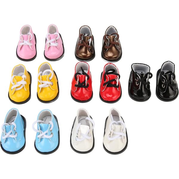 Set 7 paia Scarpe PU Lucide per Bambole 20 cm, Multicolore e alla Moda