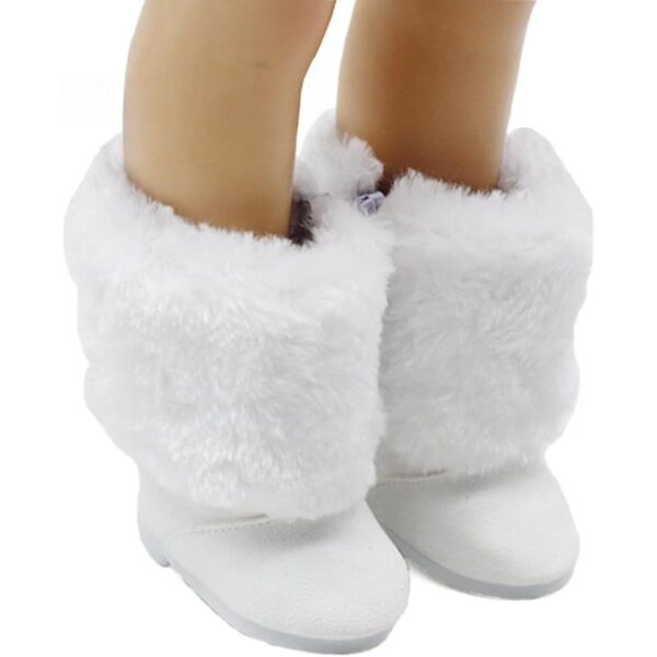 Stivali di Peluche Bianchi per Bambole 46 cm - Scarpe Accessorio Costume Uteruik