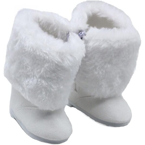 Stivali di Peluche Bianchi per Bambole 46 cm - Scarpe Accessorio Costume Uteruik