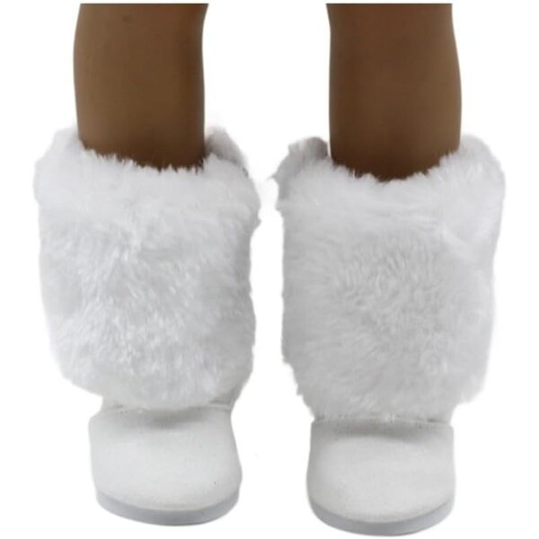 Stivali di Peluche Bianchi per Bambole 46 cm - Scarpe Accessorio Costume Uteruik