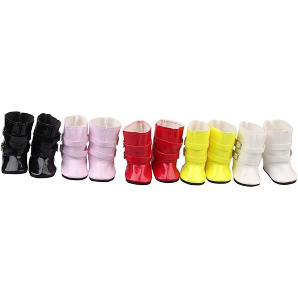 46 cm große weiße Puppenstiefel mit Schnalle, 18 Zoll amerikanische Puppenschuhe
