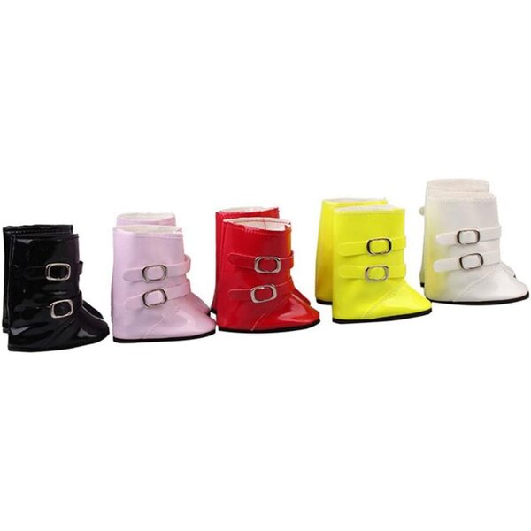 46 cm große weiße Puppenstiefel mit Schnalle, 18 Zoll amerikanische Puppenschuhe