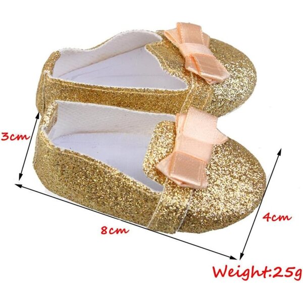 Goldene Schuhe für Puppen 46 cm – Flache Schuhe Kostümzubehör Uteruik