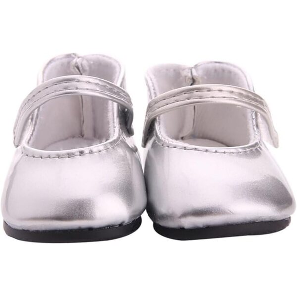 Scarpe in Pelle Argento per Bambole 46 cm - Scarpe Basse Casual Uteruik