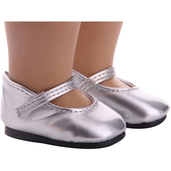 Scarpe in Pelle Argento per Bambole 46 cm - Scarpe Basse Casual Uteruik