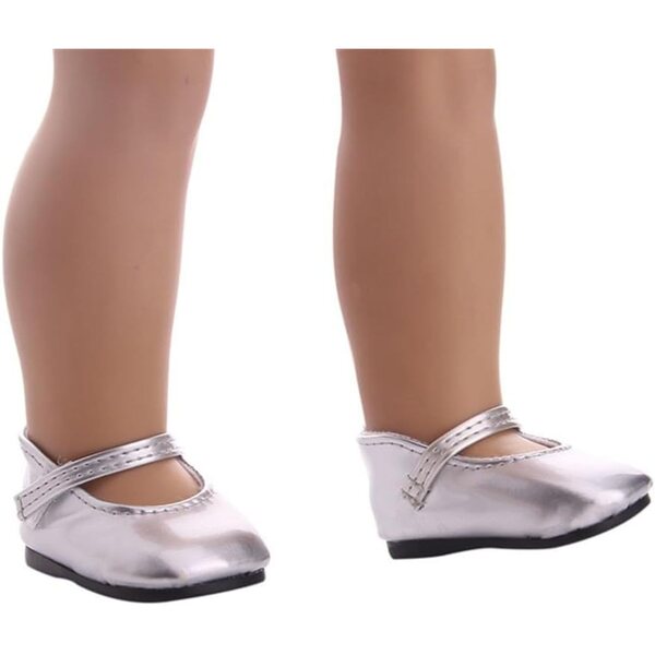 Scarpe in Pelle Argento per Bambole 46 cm - Scarpe Basse Casual Uteruik