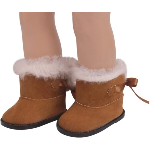 Braune Plüschstiefel für 46 cm große Puppen – Schnürschuhe als Kostümzubehör