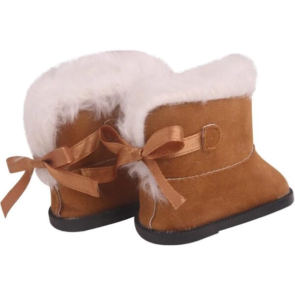 Braune Plüschstiefel für 46 cm große Puppen – Schnürschuhe als Kostümzubehör
