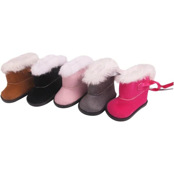 Braune Plüschstiefel für 46 cm große Puppen – Schnürschuhe als Kostümzubehör