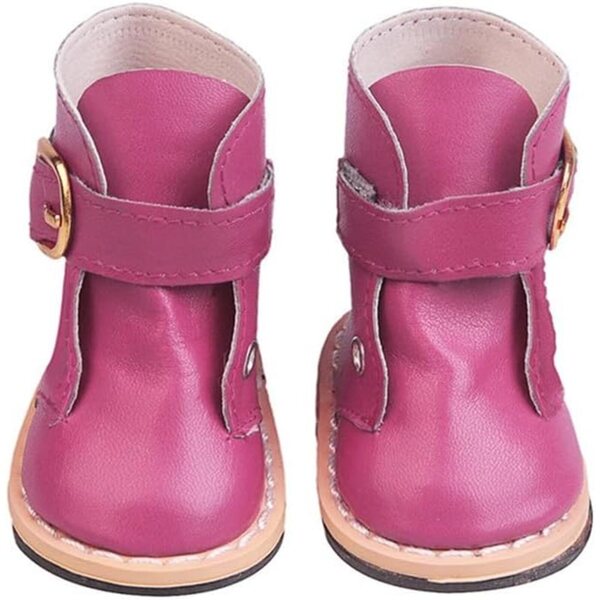 Lederstiefel für 46-cm-Puppe mit rot-rosa Schnalle – Kostümzubehör