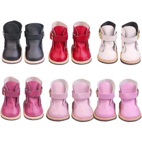 Lederstiefel für 46-cm-Puppe mit rot-rosa Schnalle – Kostümzubehör
