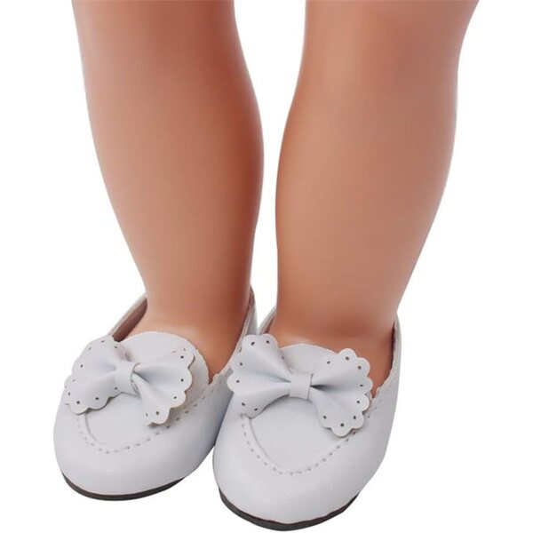 Scarpe in Pelle Bianche con Fiocco per Bambola 46 cm - Accessorio Elegante 18 Pollici