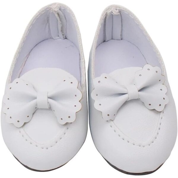 Scarpe in Pelle Bianche con Fiocco per Bambola 46 cm - Accessorio Elegante 18 Pollici