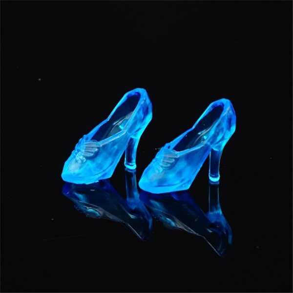 Scarpe Trasparenti con Tacco Alto e Cristalli per Bambole a 12 Articolazioni - 2 Paia