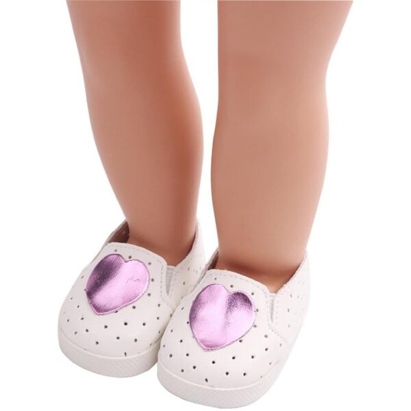 Flache Schuhe für 46 cm große Puppen mit Herzmuster – hochwertige Freizeitaccessoires