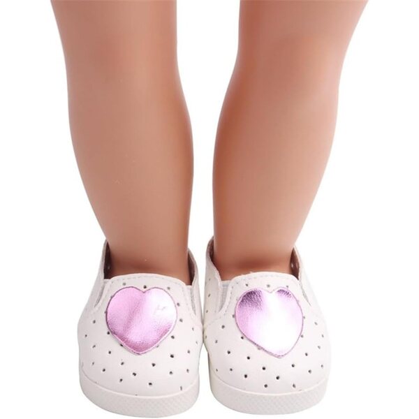 Flache Schuhe für 46 cm große Puppen mit Herzmuster – hochwertige Freizeitaccessoires