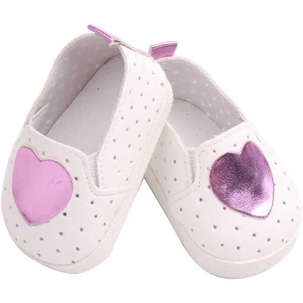 Flache Schuhe für 46 cm große Puppen mit Herzmuster – hochwertige Freizeitaccessoires