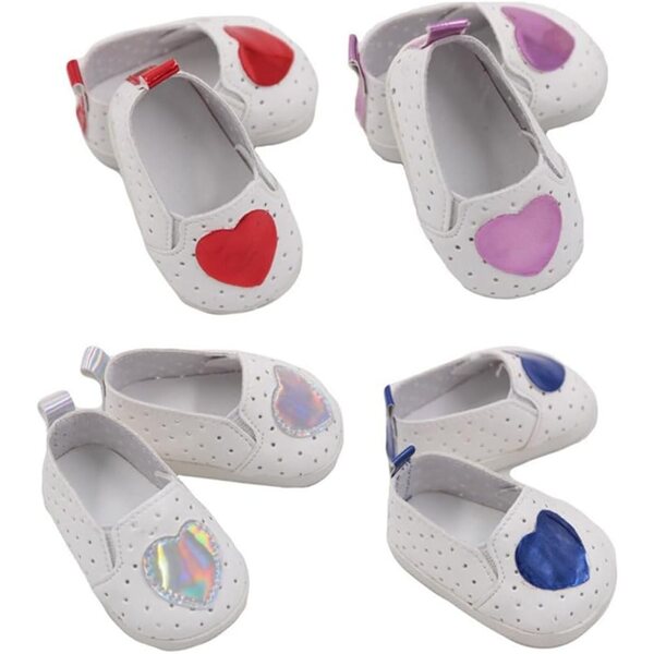 Flache Schuhe für 46 cm große Puppen mit Herzmuster – hochwertige Freizeitaccessoires