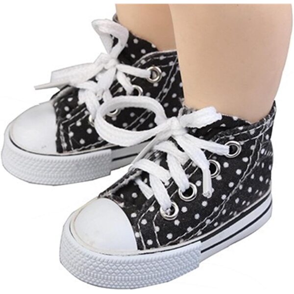 Hohe Canvas-Schuhe für 1/3 60-cm-BJD-Puppe mit Schnürsenkeln und schwarzen Punkten