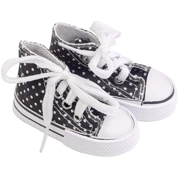 Hohe Canvas-Schuhe für 1/3 60-cm-BJD-Puppe mit Schnürsenkeln und schwarzen Punkten