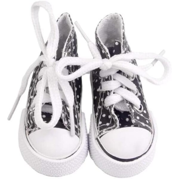 Hohe Canvas-Schuhe für 1/3 60-cm-BJD-Puppe mit Schnürsenkeln und schwarzen Punkten