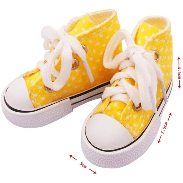 Hohe Canvas-Schuhe für 1/3 60-cm-BJD-Puppe mit Schnürsenkeln und schwarzen Punkten