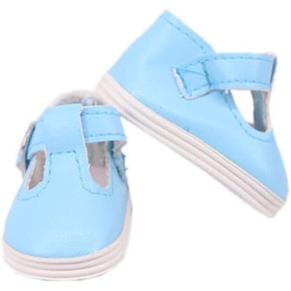 Lederschuhe mit Schnalle für 14-Zoll-Puppen, blaues Kostümzubehör