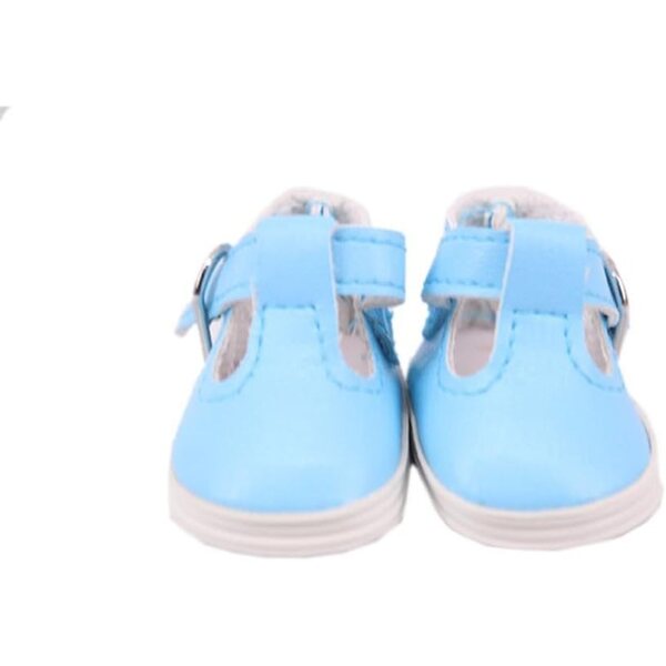 Lederschuhe mit Schnalle für 14-Zoll-Puppen, blaues Kostümzubehör