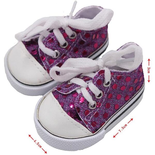 Scarpe in Tela con Paillettes per Bambole 46 cm - Accessori Costume Giallo