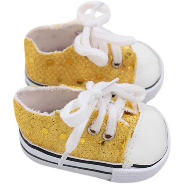 Scarpe in Tela con Paillettes per Bambole 46 cm - Accessori Costume Giallo