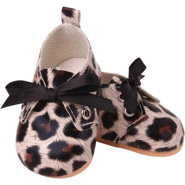 Lederschuhe für 46-cm-Puppe mit Schleife und Leopardenmuster - Uteruik
