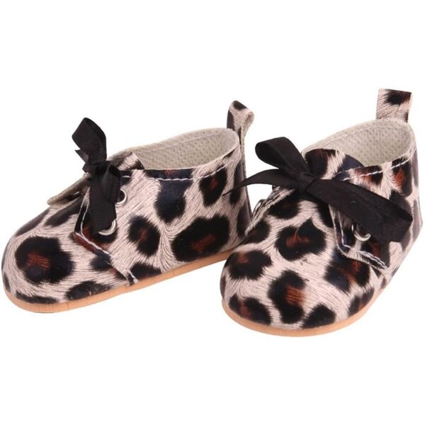 Lederschuhe für 46-cm-Puppe mit Schleife und Leopardenmuster - Uteruik