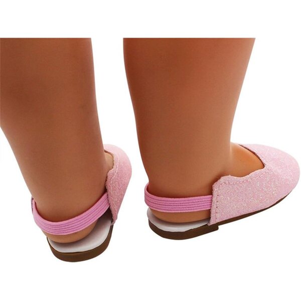 Rosa Schuhe für 46 cm große Puppen – flache Sandalen, Puppenkostüm-Zubehör
