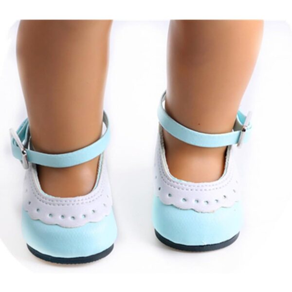Lederschuhe für 18-Zoll-Puppe mit Schnalle – Flache Schuhe für 46-cm-Puppenkostüm