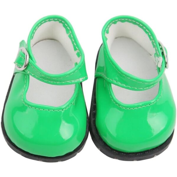 Lederschuhe mit Schnalle für 46 cm große Puppen – grünes Puppenkostüm-Zubehör