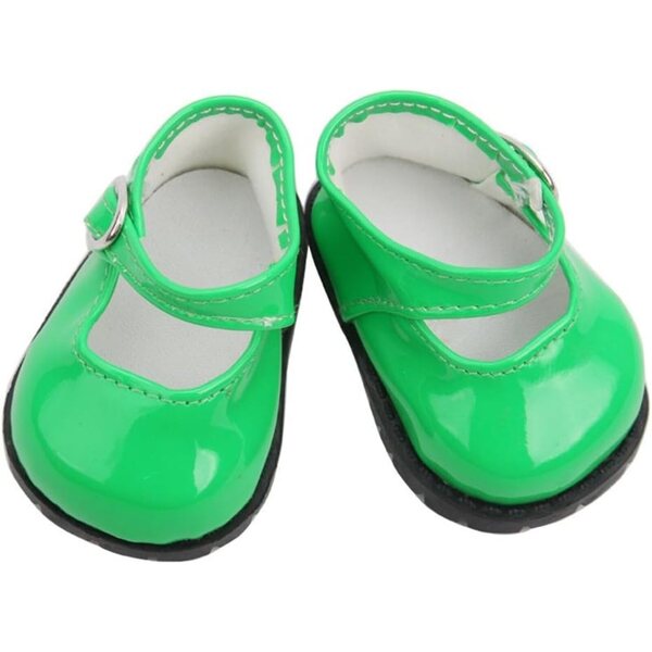 Lederschuhe mit Schnalle für 46 cm große Puppen – grünes Puppenkostüm-Zubehör