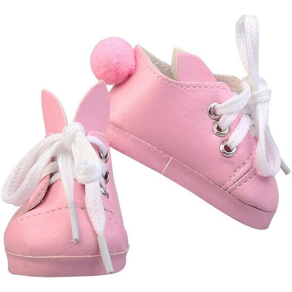 Scarpe in Pelle Rosa con Orecchie di Coniglio per Bambole 46 cm - Accessori Eleganti