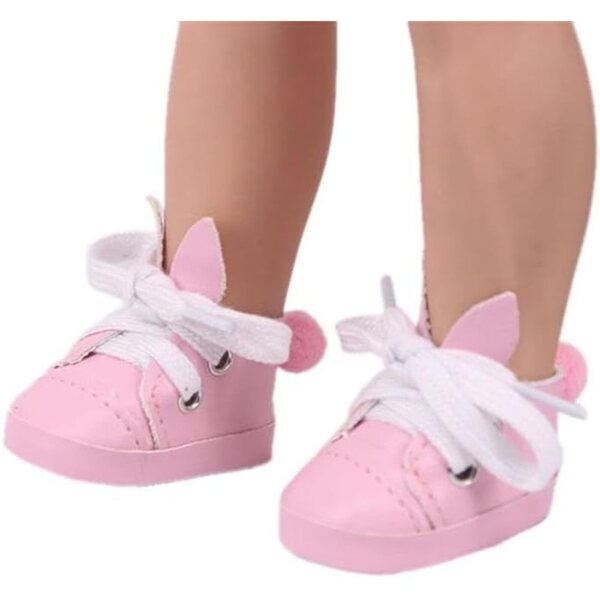 Scarpe in Pelle Rosa con Orecchie di Coniglio per Bambole 46 cm - Accessori Eleganti