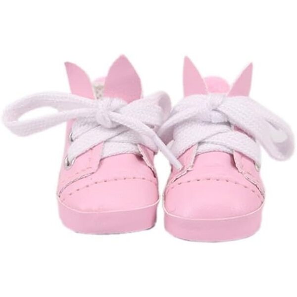 Scarpe in Pelle Rosa con Orecchie di Coniglio per Bambole 46 cm - Accessori Eleganti
