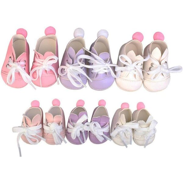 Scarpe in Pelle Rosa con Orecchie di Coniglio per Bambole 46 cm - Accessori Eleganti