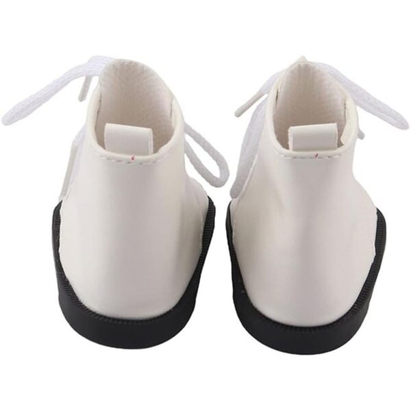 Stivali Stringati Bianchi per Bambola 46 cm - Scarpe Pelle Accessorio Costume
