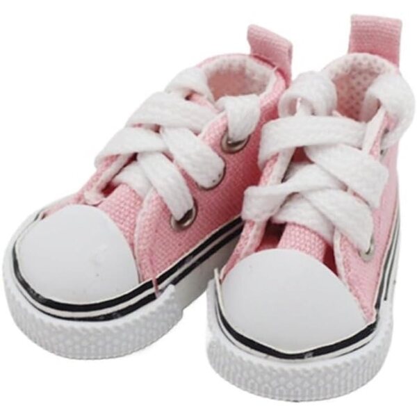 Canvas-Schuhe mit rosa Schnürsenkeln für BJD Doll 1/6, 5 cm Kostümzubehör