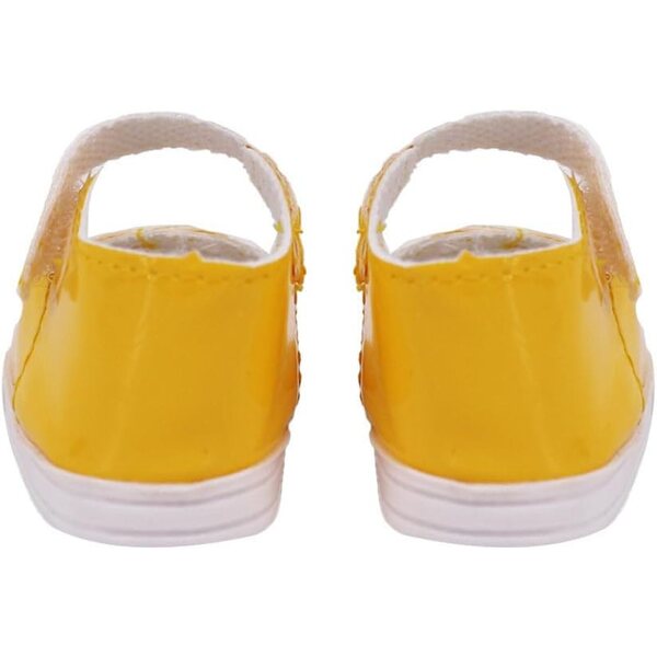 Gelbe Lederschuhe für 46-cm-Puppe – herzförmige flache Schuhe, Kostümzubehör