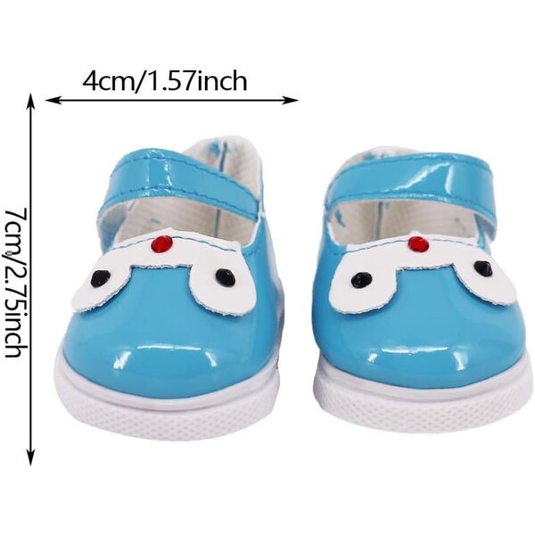 Blaue Lederschuhe für 46 cm große Puppen – Zubehör für das amerikanische Puppenkostüm