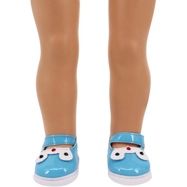 Blaue Lederschuhe für 46 cm große Puppen – Zubehör für das amerikanische Puppenkostüm