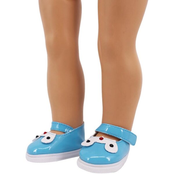 Blaue Lederschuhe für 46 cm große Puppen – Zubehör für das amerikanische Puppenkostüm