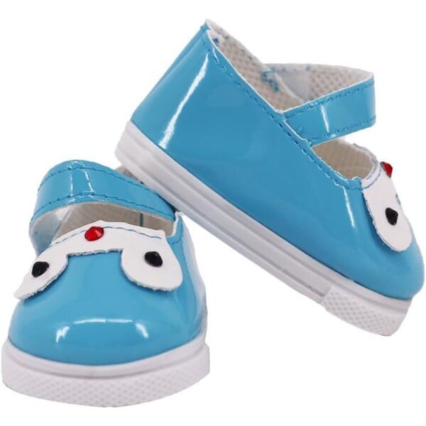 Blaue Lederschuhe für 46 cm große Puppen – Zubehör für das amerikanische Puppenkostüm