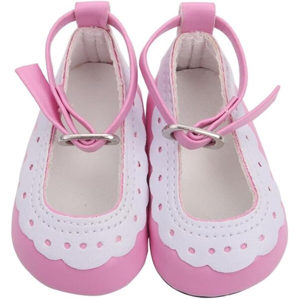Rosa Lederschuhe für 46-cm-Puppen mit Schnalle – Kostümzubehör für 18-Zoll-Puppen