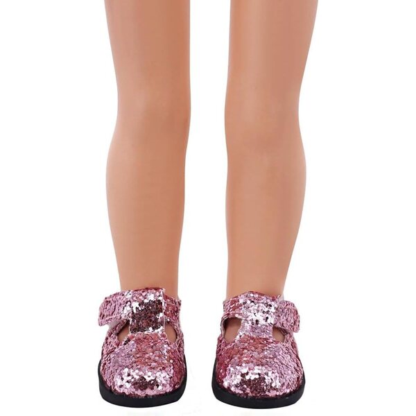 Lila Schuhe mit Pailletten für 14-Zoll-Puppen – elegantes Kostümzubehör